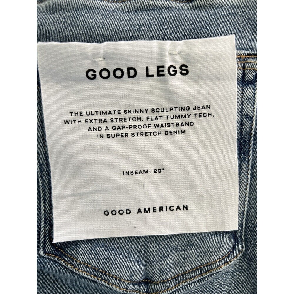 Good American Good Legs Skinny Jeans Indigo Light Wash Button-Fly Size 0 $135 - Picture 7 of 8